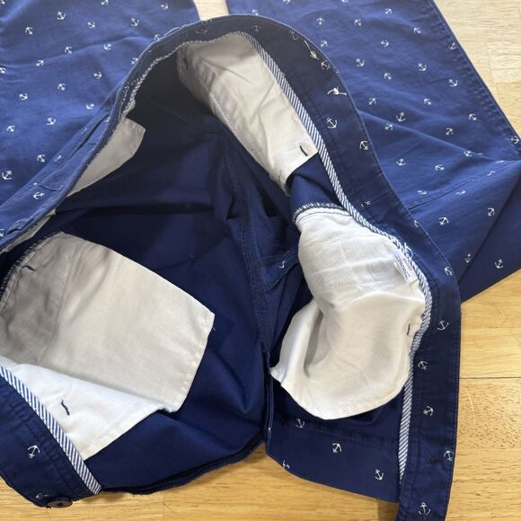 Talbot's Relaxed Chino Pant Size 12 Navy White Anchors Nautical Coastal PRISTINE - Picture 6 of 12